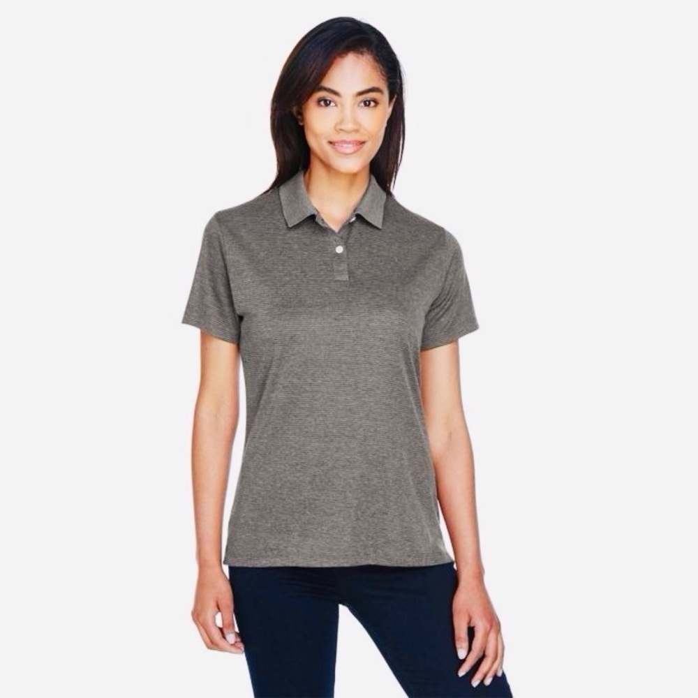Devon & Jones Fitted Polo Button Down Shirt-Heather Gray